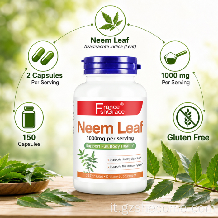 Le capsule Premium Shecome di foglie di Neem supportano il sistema immunitario